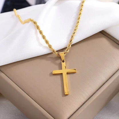 Cross pendant necklace, minimalist gold jewelry for men