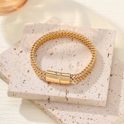 Mens Fashion Hip-hop Double-layer Braided Keel Stainless Steel Bracelet Men Personalized Party Chain Metal Bracelet Jewelry Gift