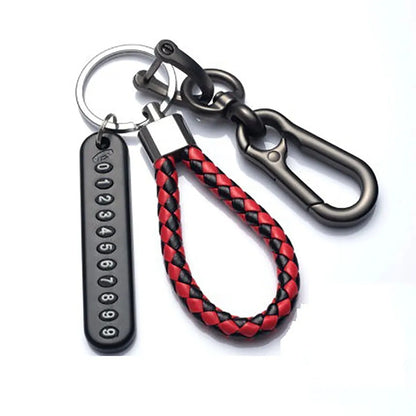 DIY Mobile Phone/Number Plate Woven Leather Rope Anti-lost Car Key Chain