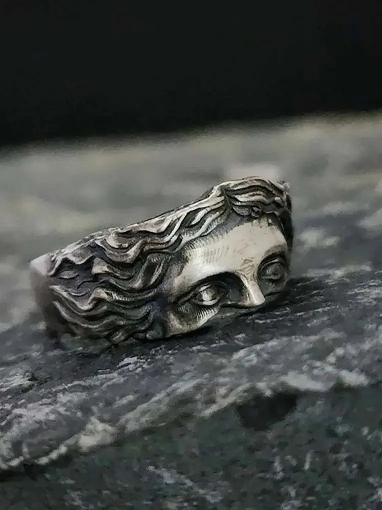 Creative Venus Half Mask Ring For Men Vintage Carving Opening Adjustable Ring Fashion Jewelry Gifts