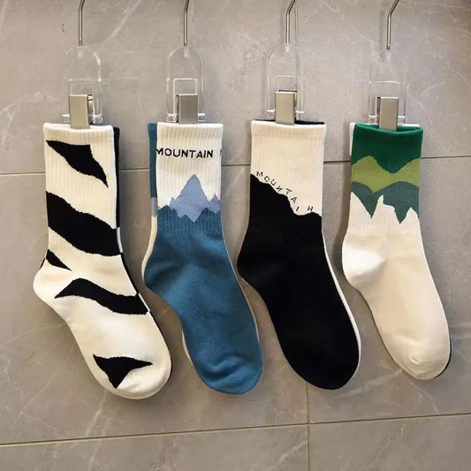 1/4 Pairs Men's and women's casual socks, asymmetrical niche mid length socks,  Japanese socks, couple sports socks