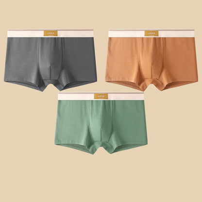 3Pcs Men's Underwear Hombre Panties Boxershorts Comfortable Breathable Cotton Underwear Sexy Underwear Solid Color Boxer Shorts