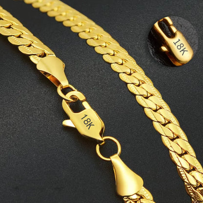 18K Gold/Silver Color 8/18/20/24 Inch Chain Jewelry For Men