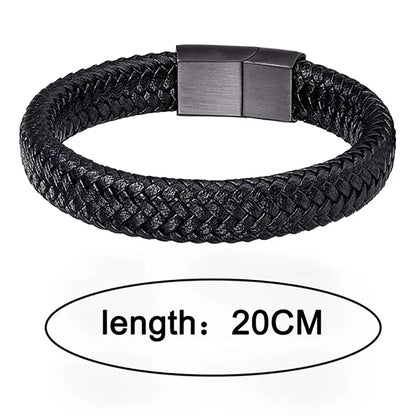 Black PU Leather Magnetic Bracelet