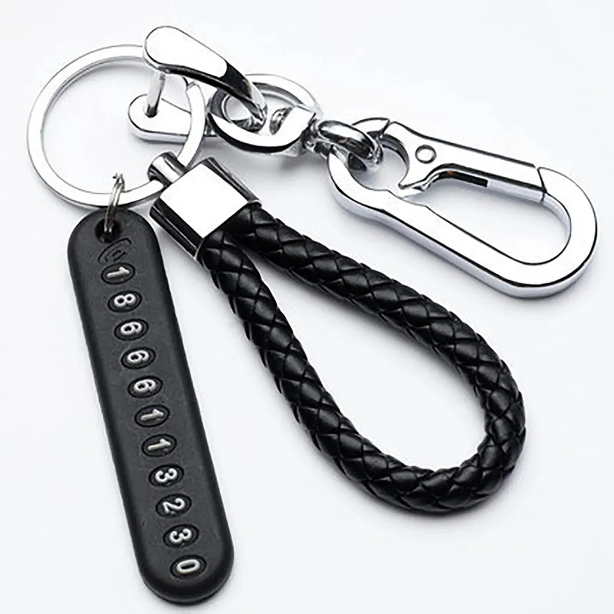 DIY Mobile Phone/Number Plate Woven Leather Rope Anti-lost Car Key Chain
