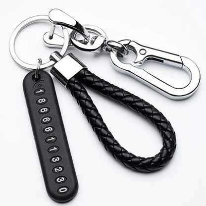 DIY Mobile Phone/Number Plate Woven Leather Rope Anti-lost Car Key Chain