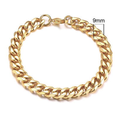 Vnox Mens 3-11mm Stainless Steel Curb Cuban Link Chain Bracelets