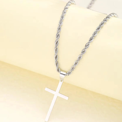 Cross pendant necklace, minimalist gold jewelry for men