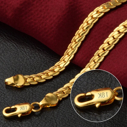 18K Gold/Silver Color 8/18/20/24 Inch Chain Jewelry For Men