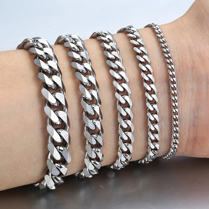 Trendy Chain Bracelet Stainless Steel 3/5/7/9mm Width For Men