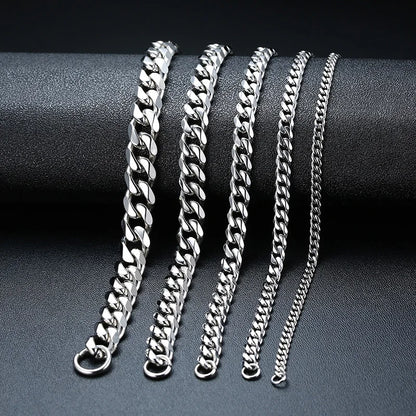 Vnox Mens 3-11mm Stainless Steel Curb Cuban Link Chain Bracelets