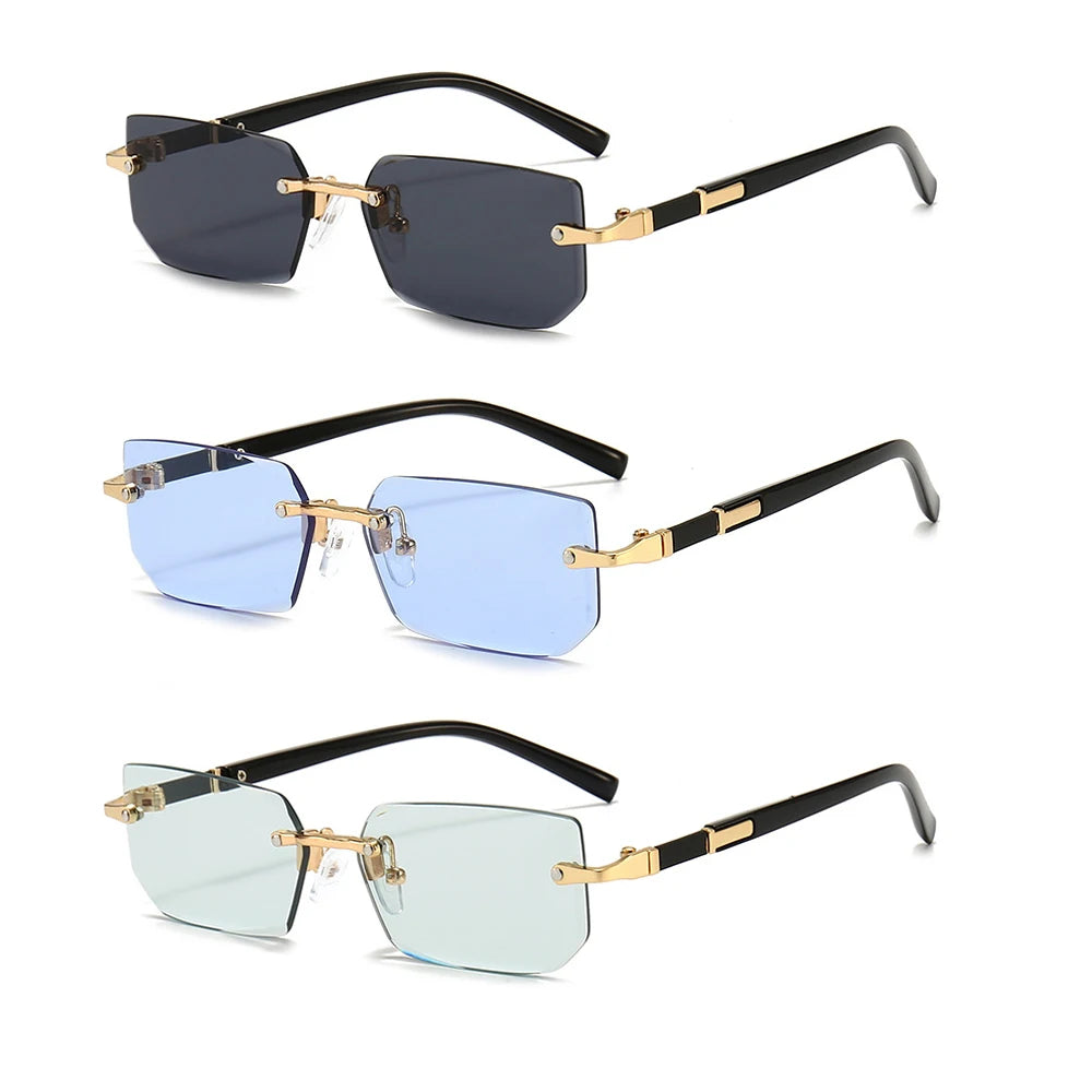 Rimless Rectangle Sunglasses For Male