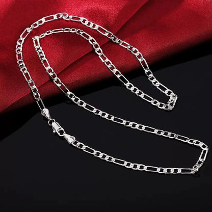 Fine Noble New Arrive 925 Silver 4MM Chain for Men Women Bracelet Necklace Jewelry Set Lady Christma Gifts Charms Wedding