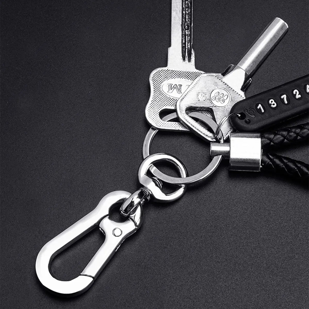 DIY Mobile Phone/Number Plate Woven Leather Rope Anti-lost Car Key Chain