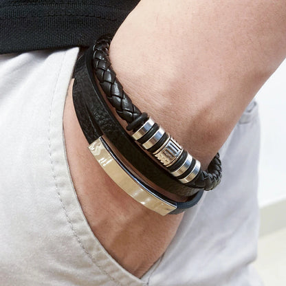 Trendy Leather Multilayer Braided Rope Bracelets For Men
