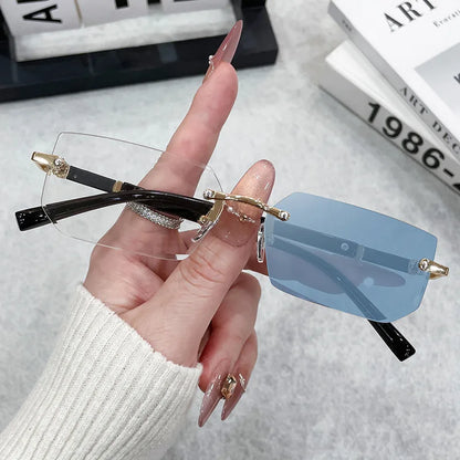 Rimless Rectangle Sunglasses For Male