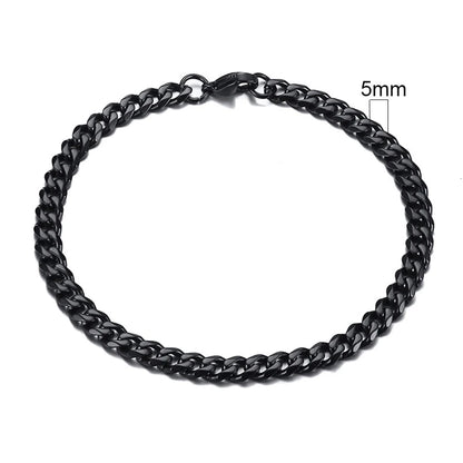 Vnox Mens 3-11mm Stainless Steel Curb Cuban Link Chain Bracelets