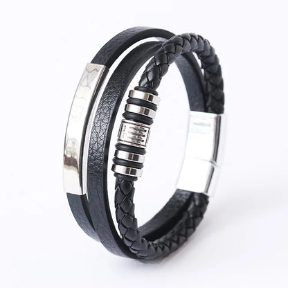 Trendy Leather Multilayer Braided Rope Bracelets For Men