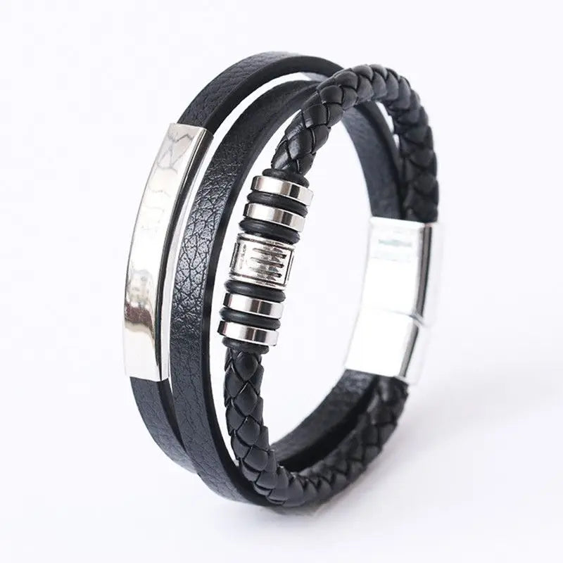 Trendy Leather Multilayer Braided Rope Bracelets For Men