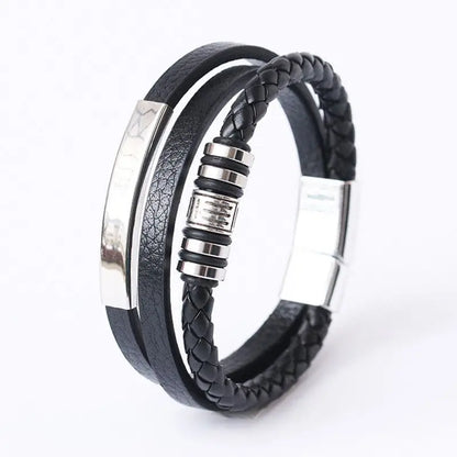 Trendy Leather Multilayer Braided Rope Bracelets For Men