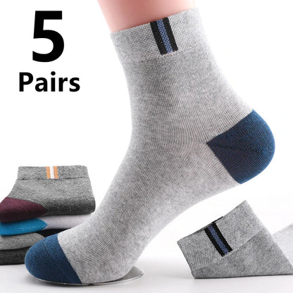 10/5/3pairs Breathable Con Sports Stockings Men Bamboo Fiber Autumn and Winter Men Socks Sweat Absorption Deodorant Business Sox