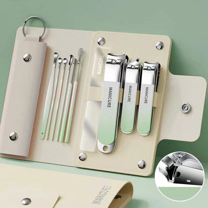 6-9 Pcs Manicure Set With Leather Case Professional Foot And Face Care Tool Kits Stainless Steel Nail Clipper Sets Gift