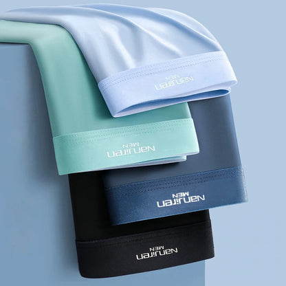 4pcs Boxer Shorts Men's Ice Silk Underwear Cool Underpants Breathable Sexy Thin Panties U Convex Lingerie Wholesale Lots L-6XL