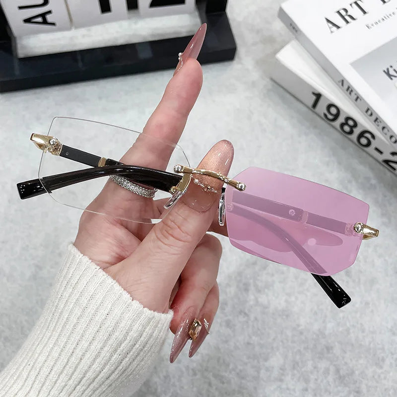 Rimless Rectangle Sunglasses For Male