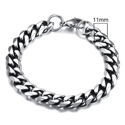 Vnox Mens 3-11mm Stainless Steel Curb Cuban Link Chain Bracelets