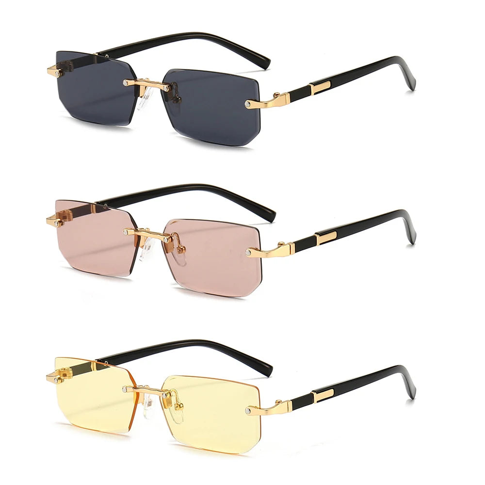 Rimless Rectangle Sunglasses For Male