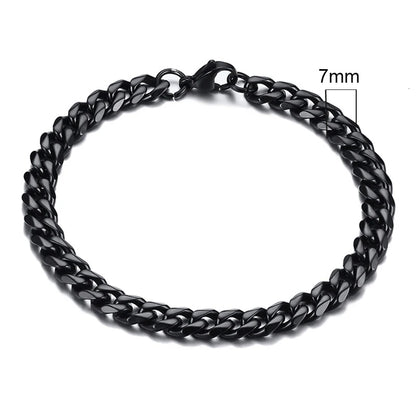 Vnox Mens 3-11mm Stainless Steel Curb Cuban Link Chain Bracelets