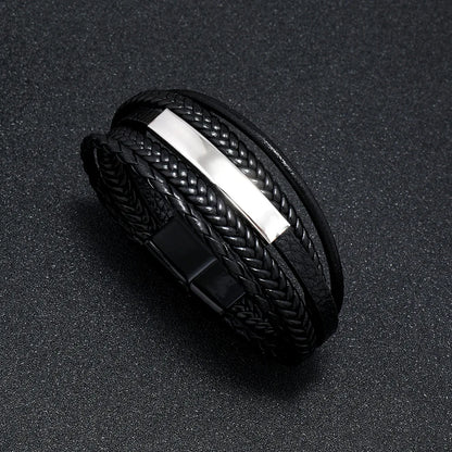 Trendy Leather Multilayer Braided Rope Bracelets For Men