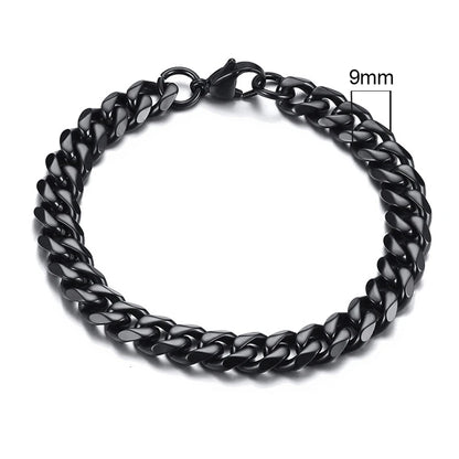 Vnox Mens 3-11mm Stainless Steel Curb Cuban Link Chain Bracelets