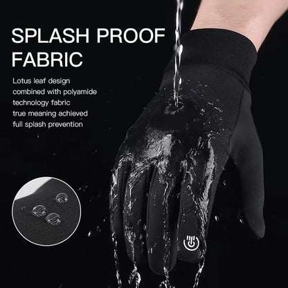 Autumn Winter Outdoor Cycling Gloves Gym Fitness Sports Running Warm Touch Screen Nonslip Gloves Motorcycle Gloves Men Black