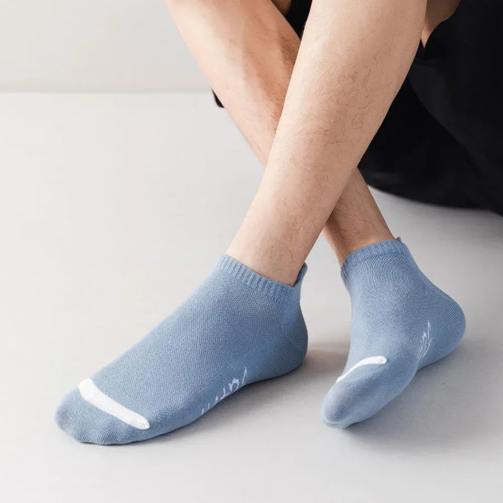 5 Pairs New Summer Cotton Men's Socks Short Thin Casual Mesh Breathable Boat Socks Fashion Comfortable Street Style Sockke Gift