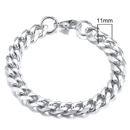 Vnox Mens 3-11mm Stainless Steel Curb Cuban Link Chain Bracelets