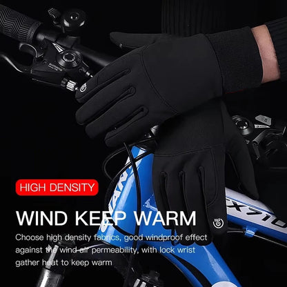 Autumn Winter Outdoor Cycling Gloves Gym Fitness Sports Running Warm Touch Screen Nonslip Gloves Motorcycle Gloves Men Black