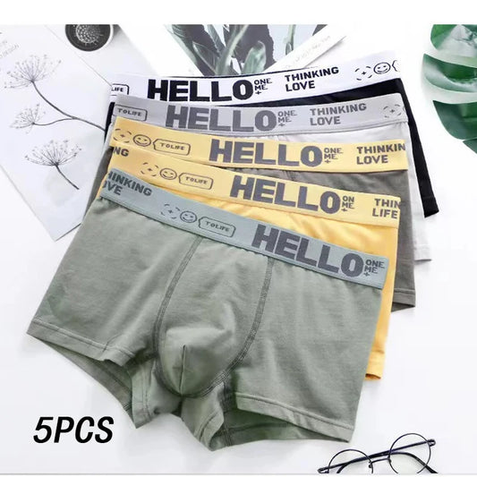 5pcs Men's Underwear, Breathable Comfy Quick Drying Stretchy Boxer Trunks, Sexy Underpants, Men's Trendy Boxer Panties