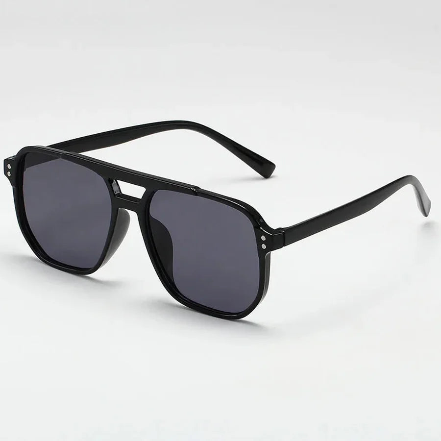 Black Rim Vintage Square Retro Polygon Sunglasses For Men