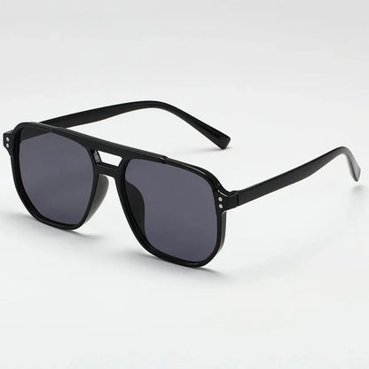 Black Rim Vintage Square Retro Polygon Sunglasses For Men