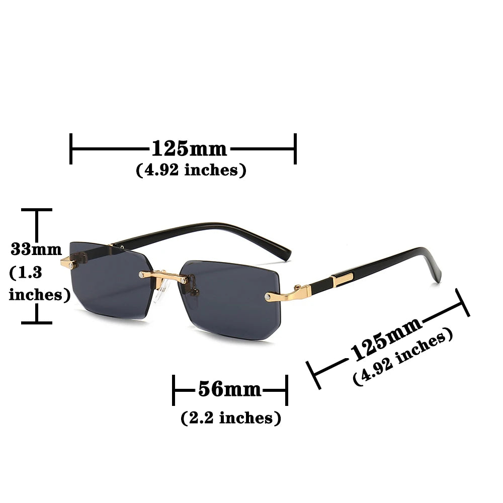 Rimless Rectangle Sunglasses For Male