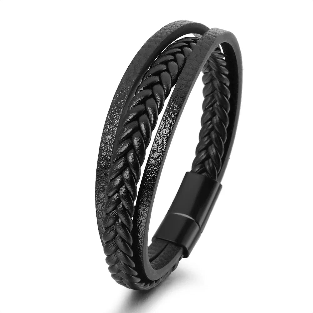 Trendy Leather Multilayer Braided Rope Bracelets For Men