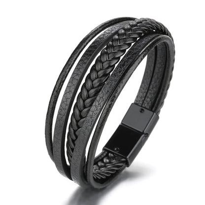 Trendy Leather Multilayer Braided Rope Bracelets For Men