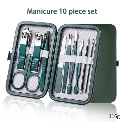 6-9 Pcs Manicure Set With Leather Case Professional Foot And Face Care Tool Kits Stainless Steel Nail Clipper Sets Gift