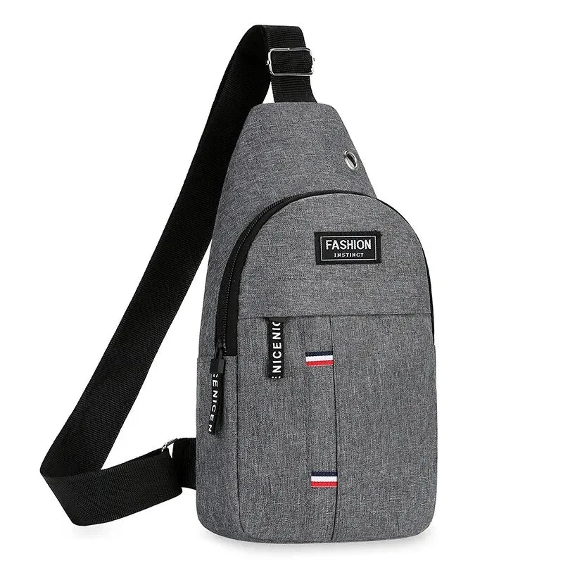 Neutral Style Men's Functional Chest Bag, Suitable for Business Trips. Simple Design, Made of Nylon Material, with a Crossbody Strap